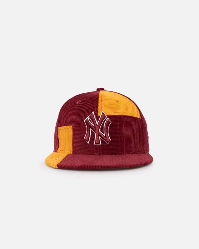 New Era New York Yankees fitted hat red, yellow, maroon colorway - New Era Yankees Fitted Gets Cozy with Maroon Patchwork Corduroy