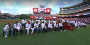 Anaheim Angels celebrating their 2002 World Series championship run