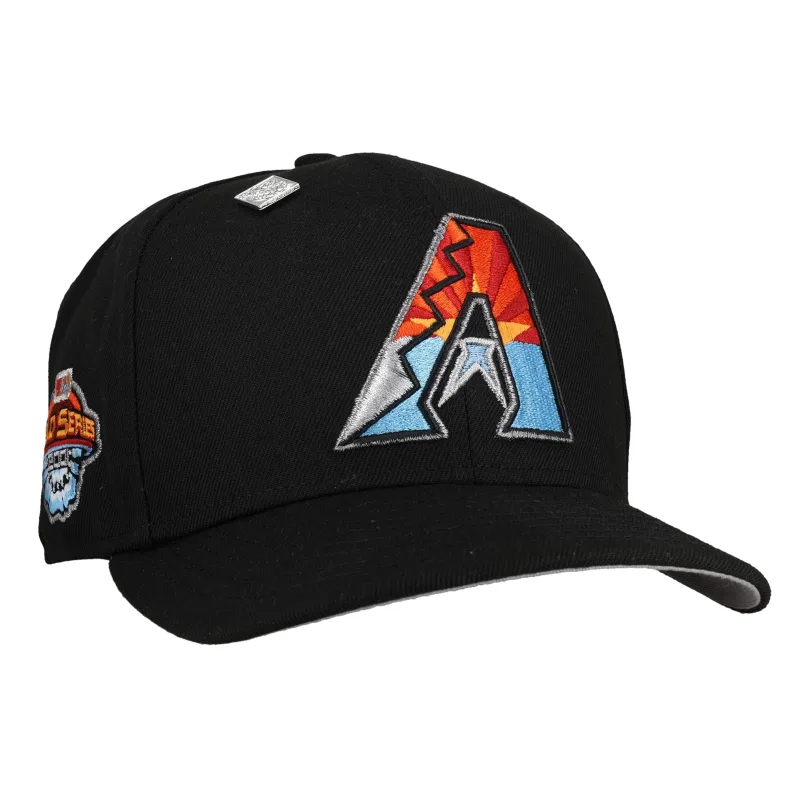 New Era Arizona Diamondbacks fitted hat black, grey colorway - Arizona Diamondbacks 2001 World Series Metallic Fire and Ice 59Fifty Fitted Hat
