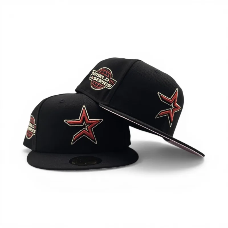 New Era Houston Astros fitted hat black, pink colorway - 2005 World Series Fitted: New Era Honors the Astros’ First Pennant with a Pink Bottom Twist