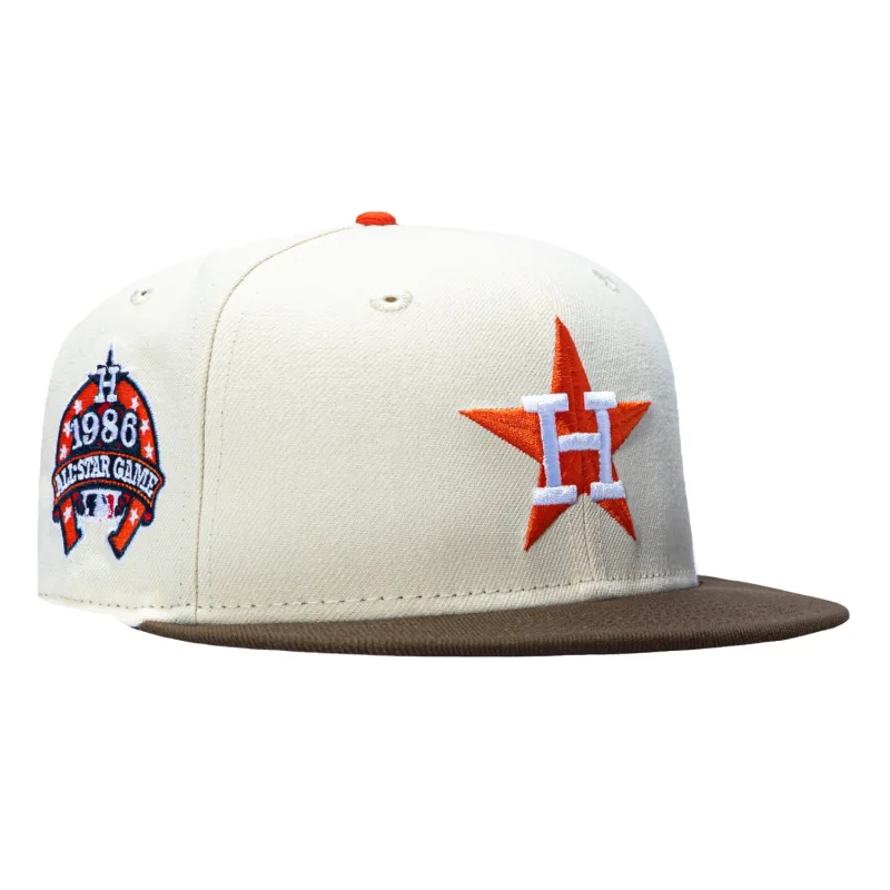 New Era Houston Astros fitted hat Cream, Brown, Orange colorway - 1986 All-Star Game Fitted: New Era Honors Houston’s Midsummer Classic