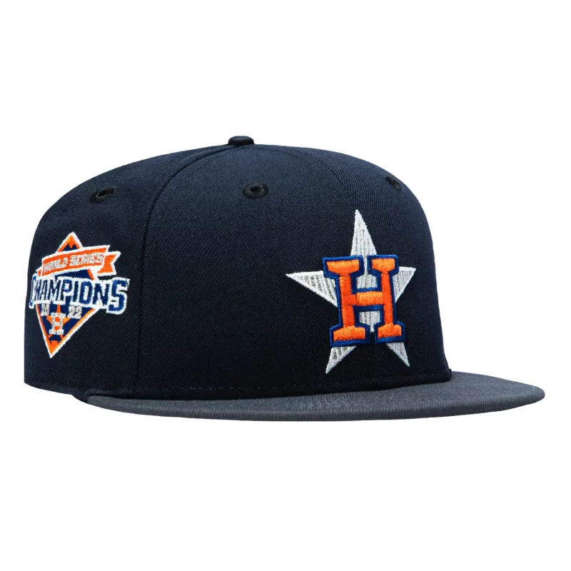 New Era Houston Astros fitted hat Navy, Brown colorway - 2022 World Series Fitted: New Era Honors the Houston Astros Championship Run