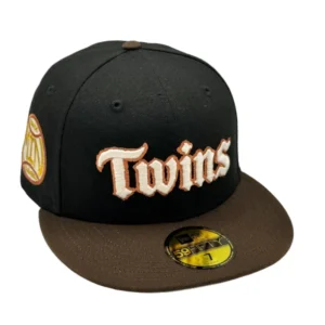 New Era Boston Red Sox fitted hat red colorway - Minnesota Twins New Era Gothic Script Custom Side Patch 59FIFTY Fitted Hat