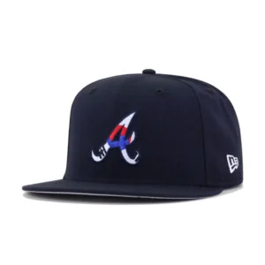 New Era Atlanta Braves fitted hat black, navy, red, blue colorway - New Era Drops Clean Atlanta Braves South Korea Fitted in Navy