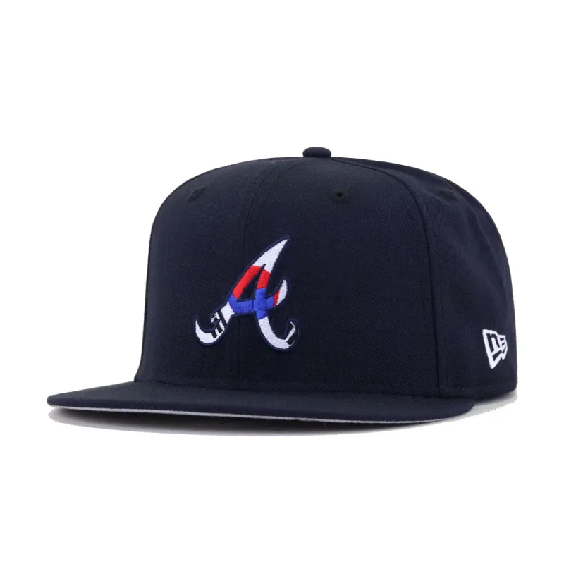 New Era Atlanta Braves fitted hat black, navy, red, blue colorway - New Era Drops Clean Atlanta Braves South Korea Fitted in Navy