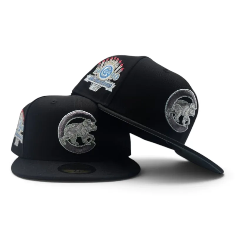 New Era Chicago Cubs fitted hat black, gray, green colorway - Black Chicago Cubs Cilantro Green Bottom 1990 All Star Game Side Patch New Era 59Fifty Fitted