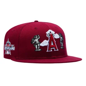 New Era Los Angeles Angels fitted hat Cardinal colorway - New Era 59Fifty Los Angeles Angels 2010 All Star Game Patch Cherub Hat – Cardinal