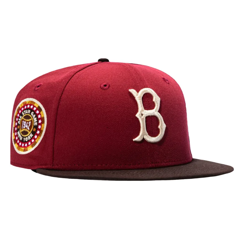 New Era Los Angeles Dodgers fitted hat Brick, Brown colorway - New Era 59Fifty Brooklyn Dodgers 1942 All Star Game Patch Hat – Brick, Brown