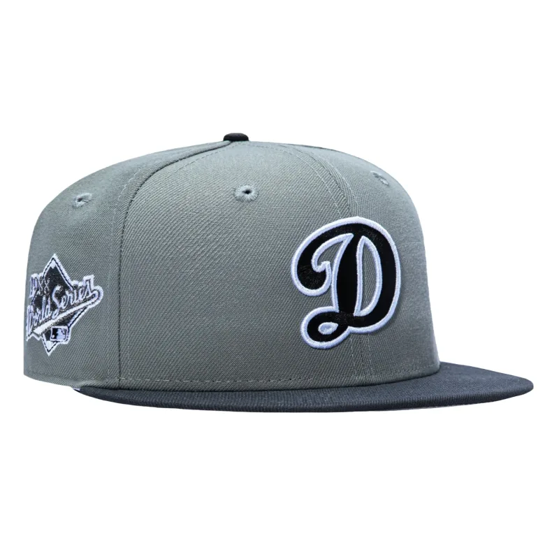 New Era Los Angeles Dodgers fitted hat Grey, Graphite colorway - New Era 59Fifty Bird Watchers Los Angeles Dodgers 1988 World Series Patch D Hat – Grey, Graphite