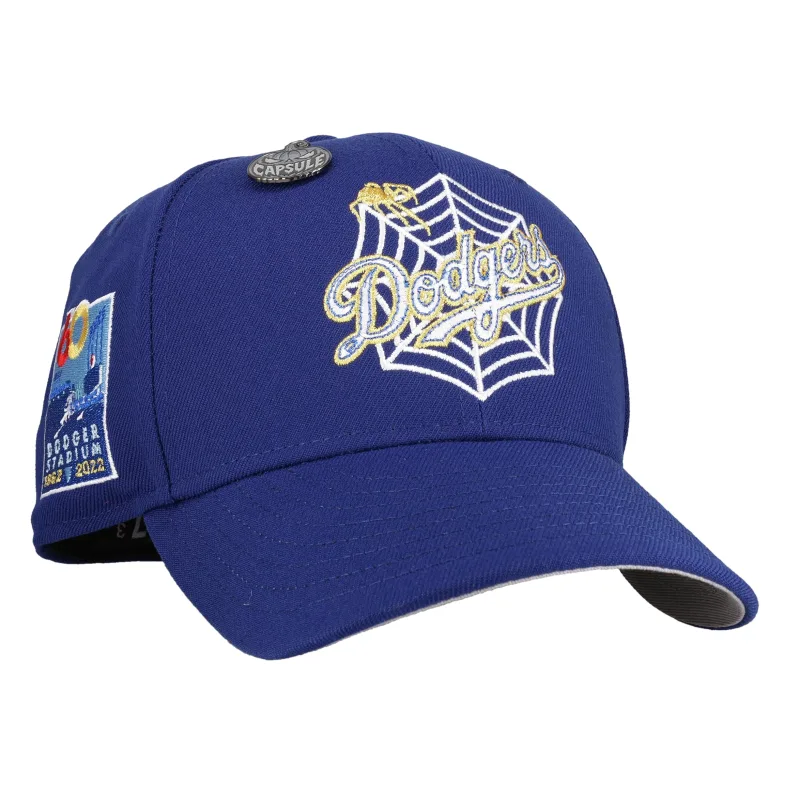 New Era Los Angeles Dodgers fitted hat grey, blue colorway - Los Angeles Dodgers 60th Anniversary Blue Spiderweb 59Fifty Fitted Hat