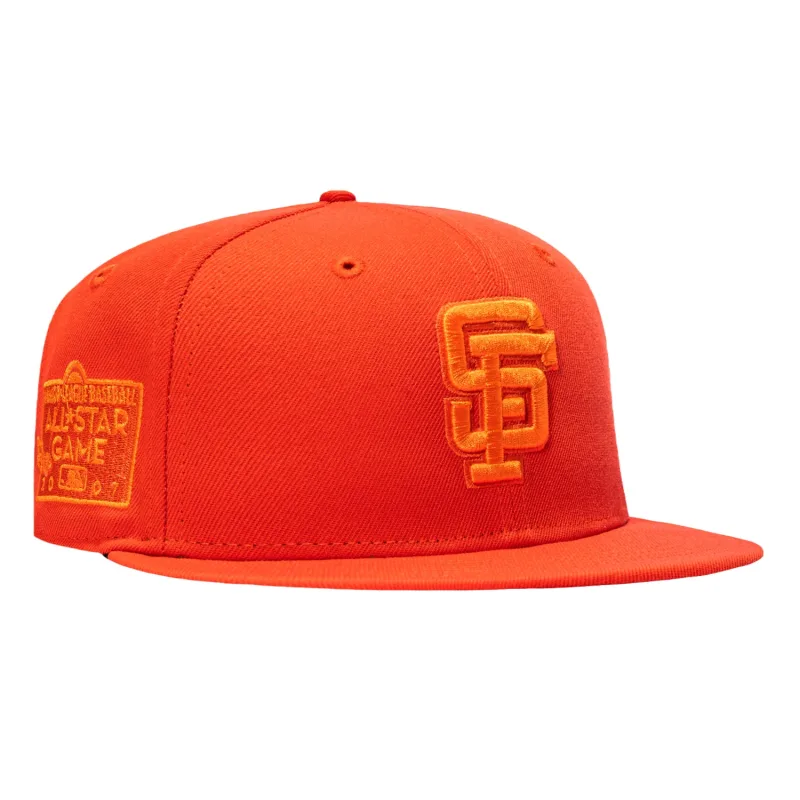 New Era San Francisco Giants fitted hat Orange, Light Orange colorway - New Era 59Fifty San Francisco Giants 2007 All Star Game Patch Hat – Orange, Light Orange