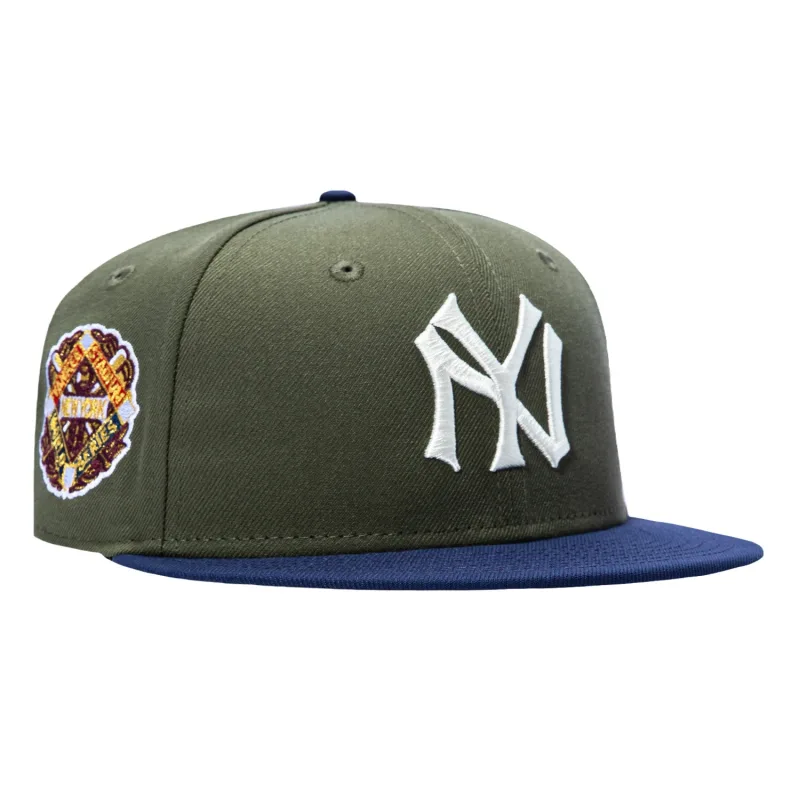 New Era New York Yankees fitted hat Olive, Light Navy colorway - New Era 59Fifty New York Yankees 1939 World Series Patch Hat – Olive, Light Navy