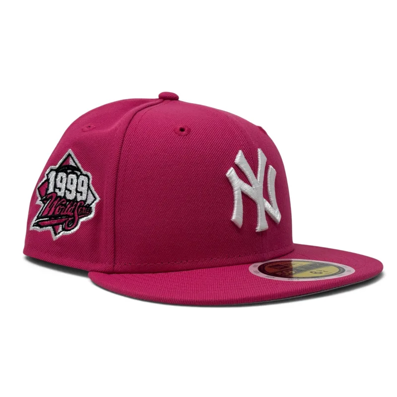 New Era New York Yankees fitted hat pink colorway - New York Yankees 1999 World Series New Era fitted Hat-Dark Pink