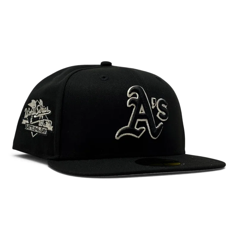 New Era Oakland Athletics fitted hat black colorway - Oakland Athletics 1989 World Series 59Fifty New Era Fitted Hat- Black