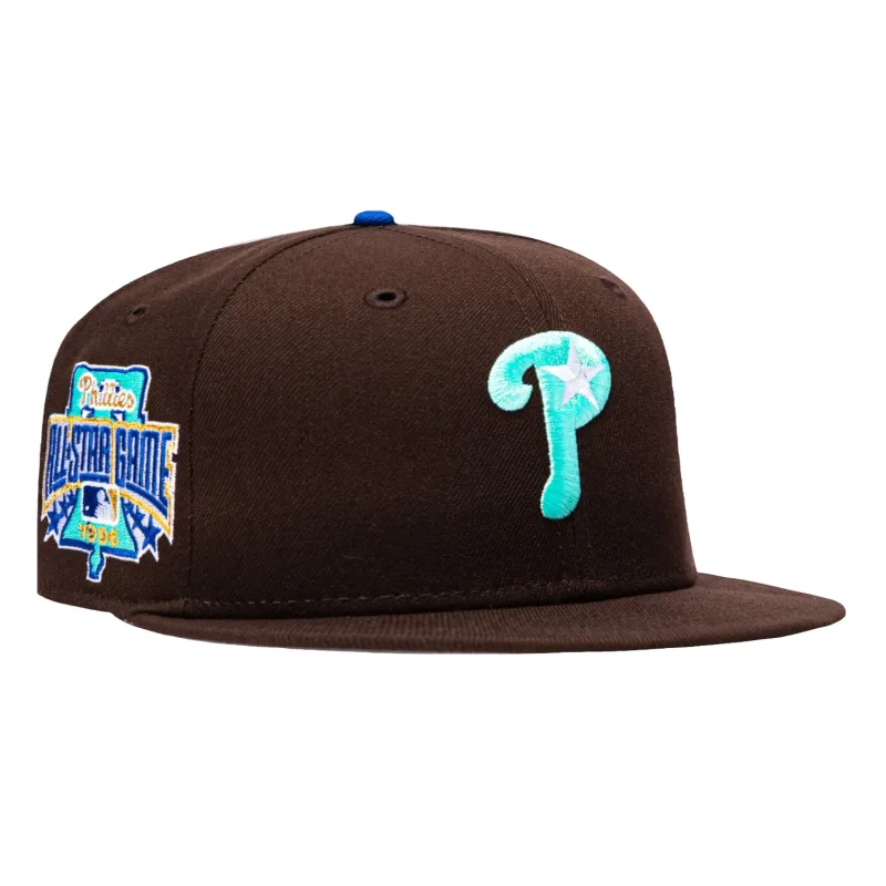 New Era Philadelphia Phillies fitted hat Brown, Mint colorway - New Era 59Fifty Philadelphia Phillies 1996 All Star Game Patch Alternate Hat – Brown, Mint