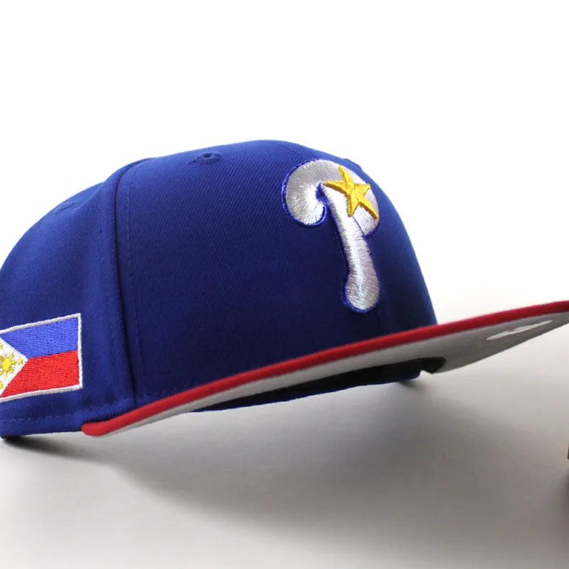 New Era Philadelphia Phillies fitted hat Royal Blue Scarlet Red Gray Under Brim colorway - New Era Drops Philippines Flag Phillies Fitted for the Culture