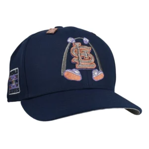 New Era St. Louis Cardinals fitted hat navy, grey, blue, cardinal colorway - St Louis Cardinals 2006 World Series Navy Arch Cartoon 59Fifty Fitted Hat