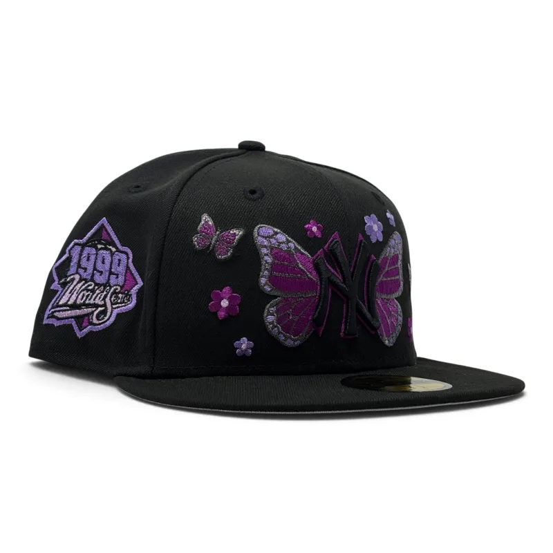 New Era New York Yankees fitted hat black colorway - 1999 World Series Fitted: New Era Honors Yankees Dynasty with Grape Brim Butterfly Logo