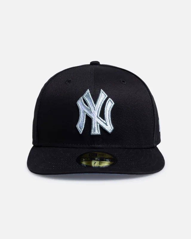 New Era New York Yankees fitted hat black, blue colorway - New Era Drops Sleek Yankees Fitted in Black Sky Blue